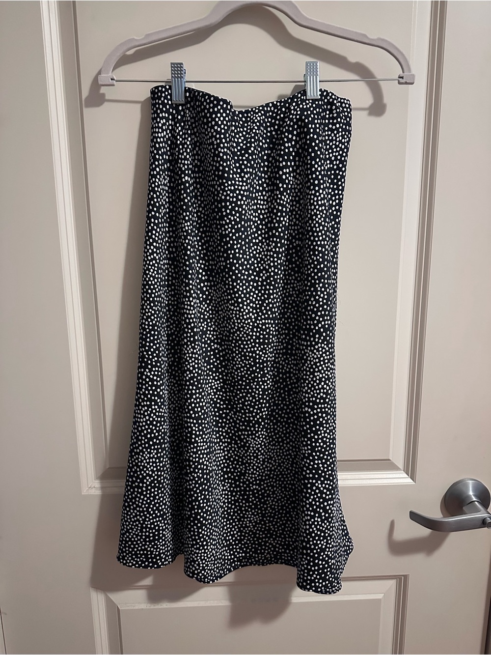 Loft Dark Blue and White Polka Dot Midi Skirt